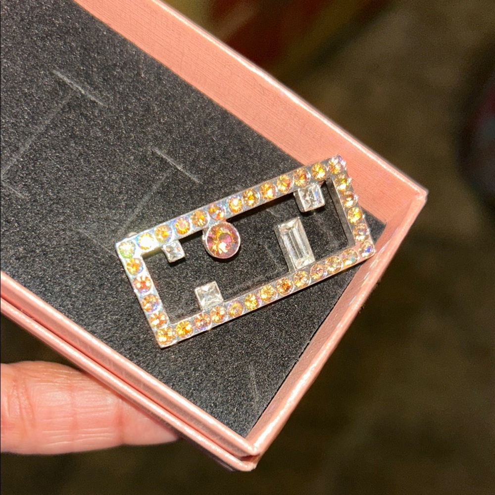 Givenchy Rectangular Brooch With Multicolor Cryst… - image 1